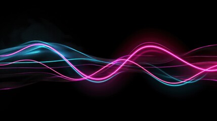 Fototapeta premium Abstract Neon Waves on Black Background