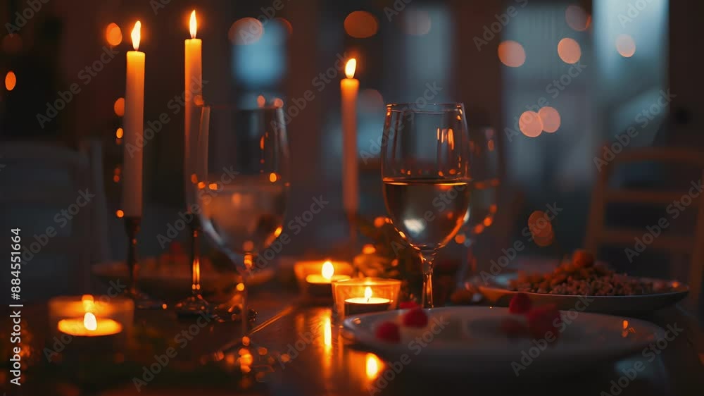 Poster A cozy and intimate atmosphere with candles flickering and soft music playing in the background making for the perfect setting for a plantbased dinner party.