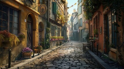 Fototapeta premium Street view of the city of barcelona spain Generative AI