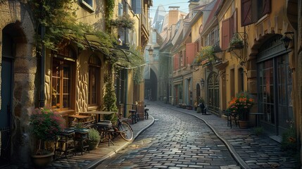Obraz premium Street view of the city of barcelona spain Generative AI