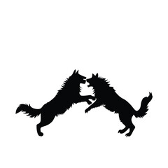 dog silhouettes fighting each other in vector style