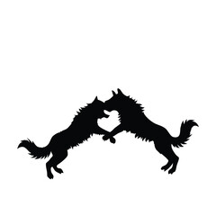 Fototapeta premium dog silhouettes fighting each other in vector style