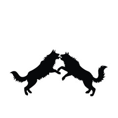 Fototapeta premium dog silhouettes fighting each other in vector style