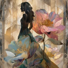 Elegant lady with flowers