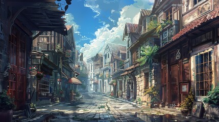 Fototapeta premium Street view of the city of barcelona spain Generative AI