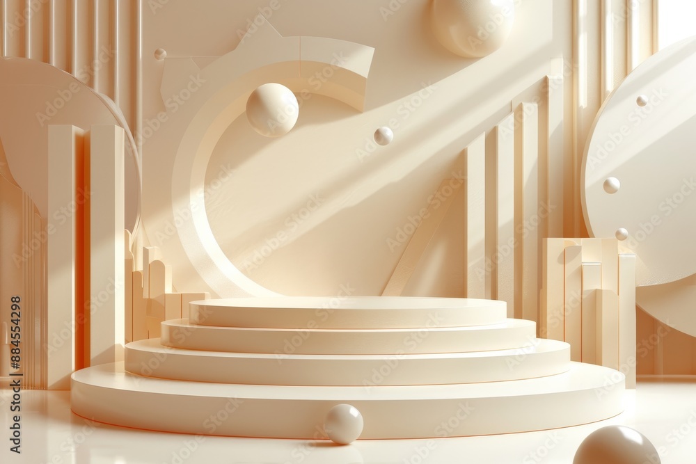 Poster abstract geometric shapes in light brown creating a modern and minimalist background