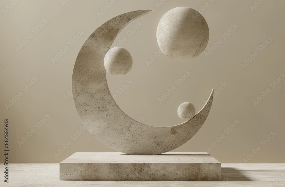 Poster abstract minimalistic 3d render of geometric shapes in neutral colors