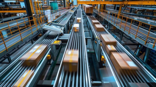 Automated conveyor belt system in a modern warehouse or distribution center.