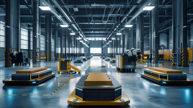 Automated warehouse with self-driving vehicles