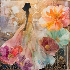 Elegant lady with flowers