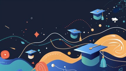 Naklejka premium Abstract Graduation Celebration Illustration