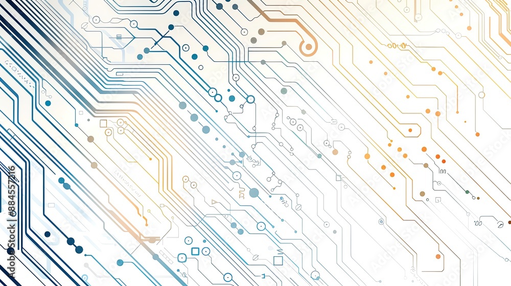 Poster abstract circuit board pattern featuring intricate electronic pathways on a light background for tec