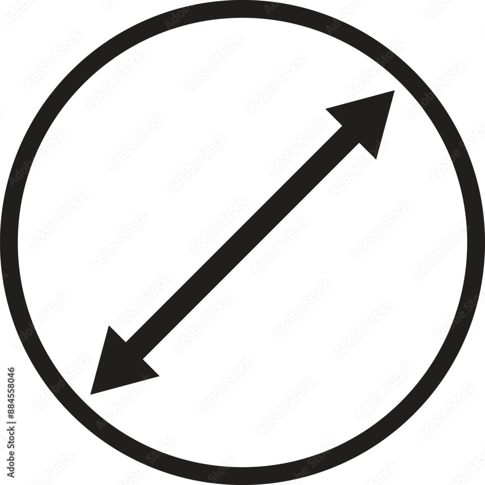 Poster diameter icon with arrow isolated on white background . circle diameter icon vector