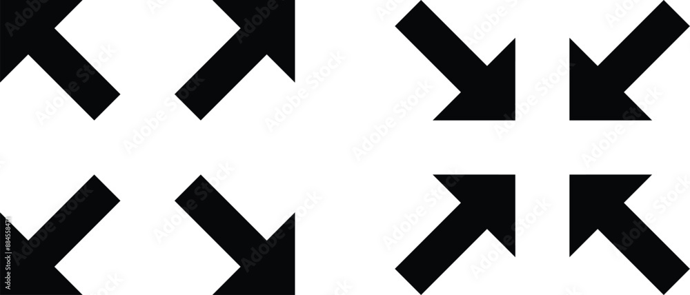 Poster full screen and exit full screen icon set isolated on white background . vector illustration