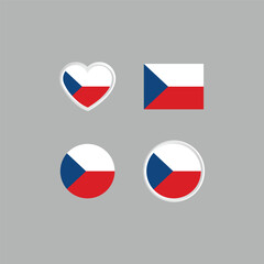 czech republic nation flag collection emblem design vector