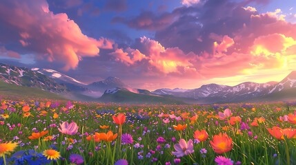 Fototapeta premium Thunderous Summer Skies: An Anime-Inspired Illustration