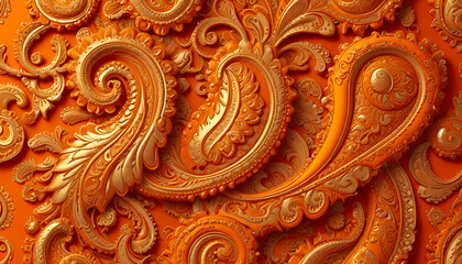 Ornate symmetrical seamless paisley motif pattern in abstract background, illustration wallpaper, thai style art painting 