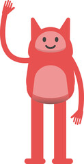 Cute Monster Character Raising One Hand
