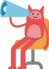 Cute Monster Character and Megaphone
