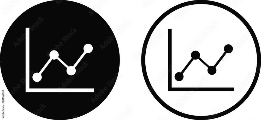 Poster graph icon set in two styles isolated on white background . chart icon symbol vector