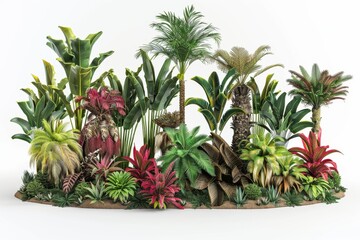 Fototapeta premium Tropical garden with a variety of exotic plants vibrant and lush greenery serene and peaceful outdoor space