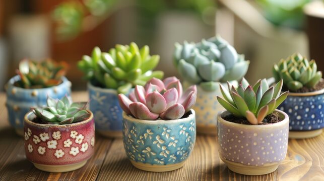 Succulent plants displayed in a ceramic container