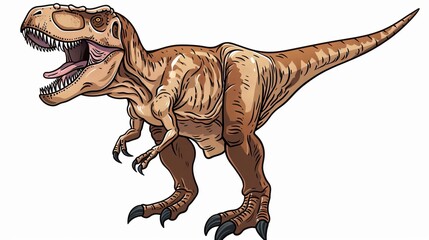 An animated T-Rex dinosaur in a cartoon art style with a prominent orange-brown color, illustrating a simplified and friendly version of this giant prehistoric predator.
