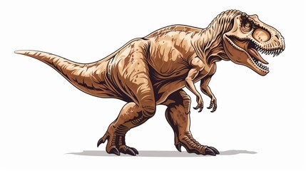 An illustration of a T-Rex with a simplified, cartoon-style design in brown hues, creating a fun and accessible representation of this iconic dinosaur for all ages.
