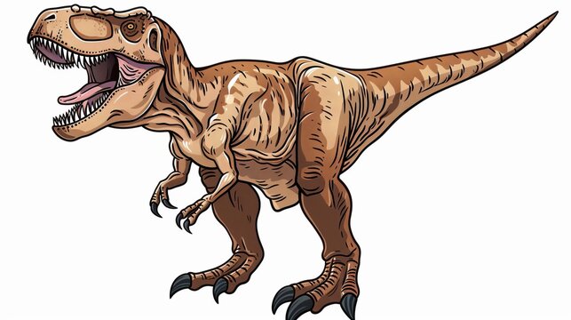 An animated T-Rex dinosaur in a cartoon art style with a prominent orange-brown color, illustrating a simplified and friendly version of this giant prehistoric predator.