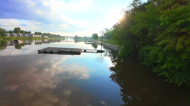 Touring scenic waterfront at high speed. Filmed with FPV drone for more creative and dynamic views and a greater level of viewer engagement.