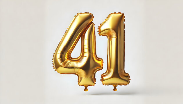 Golden 41 Number Balloon Decoration for Celebrations and Anniversaries