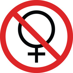 No girls allowed sign . No women allowed sign . Men only sign . Female forbidden sign . Vector illustration