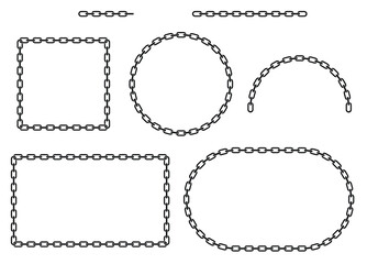 Chain Link Silhouette Frame Border Template Clipart - Circle, Square, Rectangle, Ellipse Oval and Line
