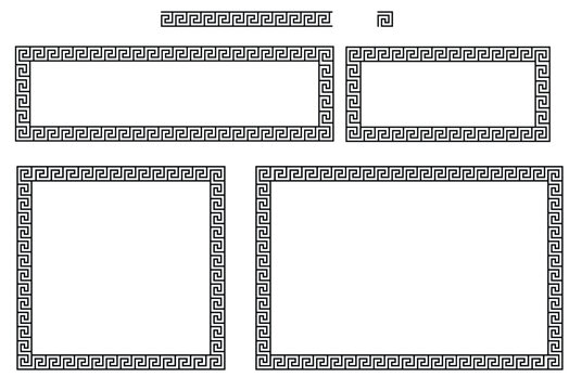 Decorative Geometric Greek Square Spiral Pattern Frame Border Template Clipart - Square and Rectangle