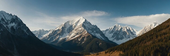 Obraz premium detailed panoramic view of a mountain range background