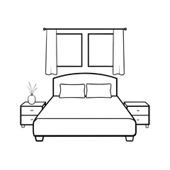 Cute Bedroom Coloring Page Illustration vector