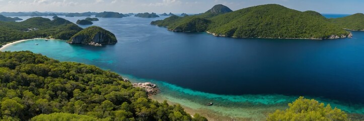 Obraz premium detailed panoramic view of an archipelago background