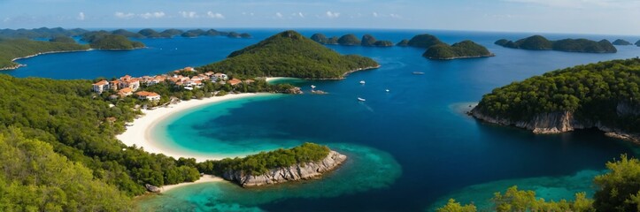 Naklejka premium detailed panoramic view of an archipelago background