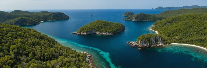 Fototapeta premium detailed panoramic view of an archipelago background