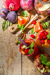 Traditional autumn drink hot spicy sangria