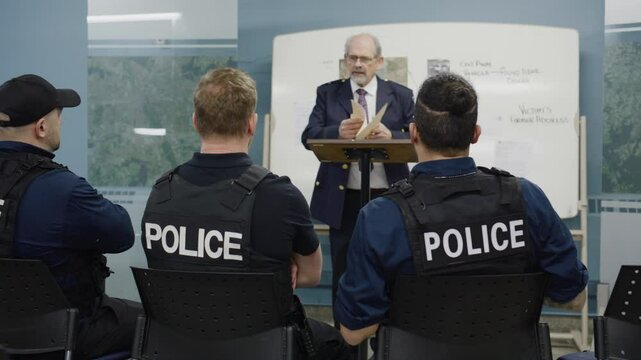 Police meeting with chief briefing cops