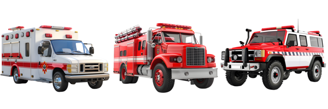 Emergency vehicle isolated on a white background, png - Powered by Adobe