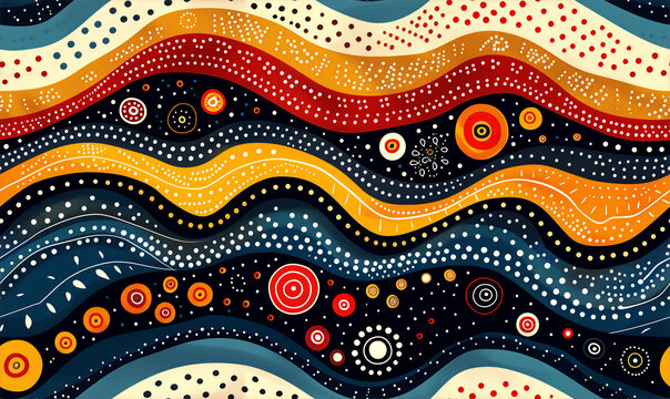 Colorful abstract Australian aboriginal bigambul seamless pattern