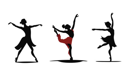 Women dancer silhouettes . Jazz funk, hip-hop, house dance. Dancer women jumping on transparency background.