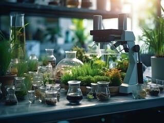 Experimental research on biotechnology and DNA, Smart Farming and Agriculture Innovation Concept, scientific research in the field of biology