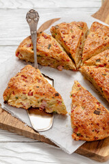 Ham and cheese triangle american scones, top view