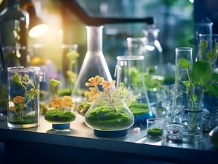 Experimental research on biotechnology and DNA, Smart Farming and Agriculture Innovation Concept, scientific research in the field of biology