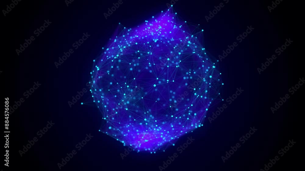 Poster blue sphere consisting of points and lines. modern wireframe elements. technology grid sphere. 3d re