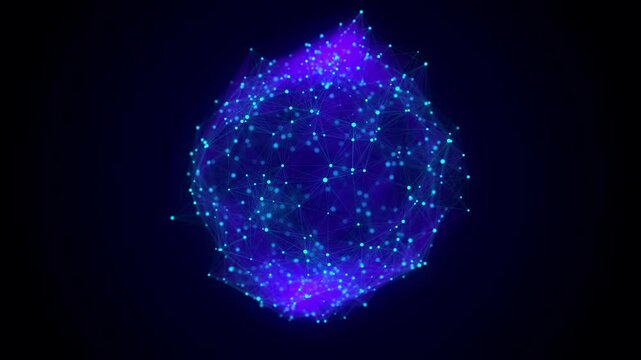 Blue sphere consisting of points and lines. Modern wireframe elements. Technology grid sphere. 3d rendering.