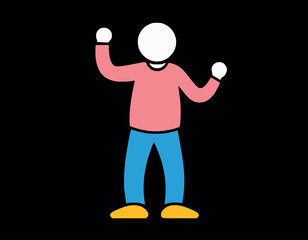 Illustration of a Cartoon Character in Colorful Clothes